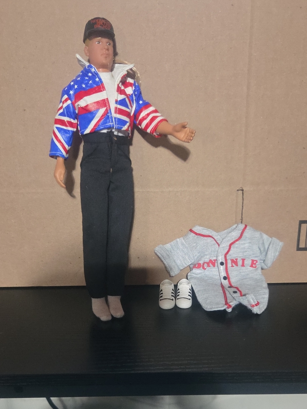 Vintage Action Figure in Red, White & Blue Flag Jacket